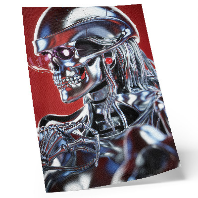 Póster con colores saturados Motivo de personaje futurista en negro y rojo