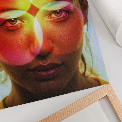 Lienzo decorativo moderno Rostro humano con círculos de energía de colores