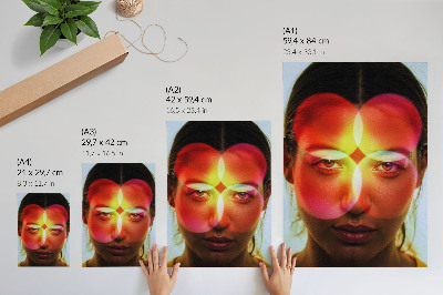 Lienzo decorativo moderno Rostro humano con círculos de energía de colores