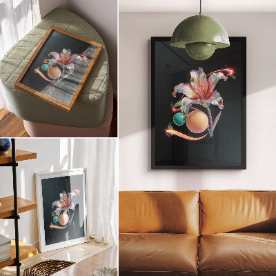 Lienzo decorativo moderno Un moderno motivo floral lleno de colores.