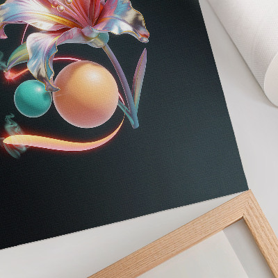 Lienzo decorativo moderno Un moderno motivo floral lleno de colores.