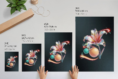 Lienzo decorativo moderno Un moderno motivo floral lleno de colores.