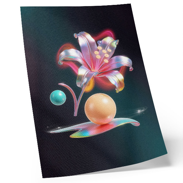 Póster Abstracción colorida con un lirio y bolas
