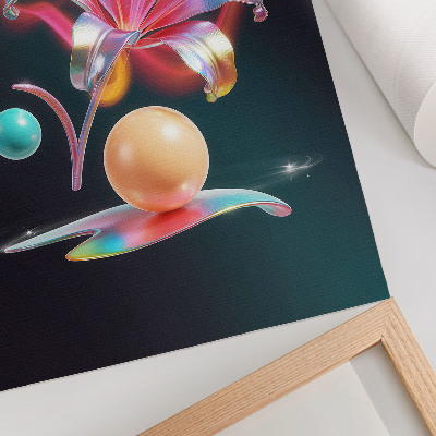 Póster Abstracción colorida con un lirio y bolas