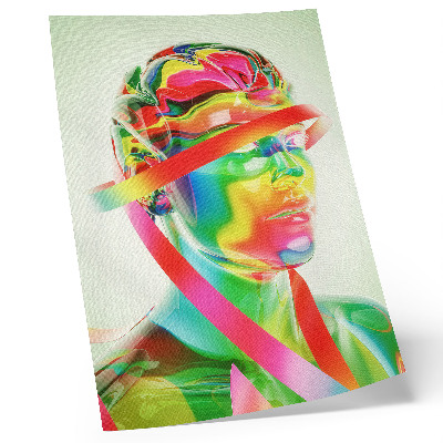 Lámina artística de alta calidad Ondas coloridas sobre una figura futurista