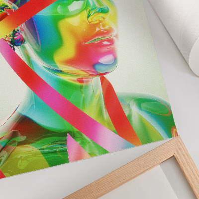 Lámina artística de alta calidad Ondas coloridas sobre una figura futurista