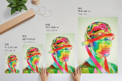 Lámina artística de alta calidad Ondas coloridas sobre una figura futurista