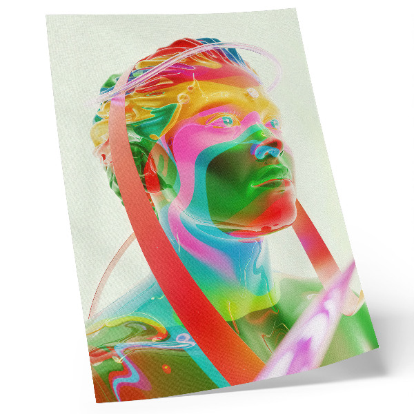 Póster con colores saturados Retrato de personaje futurista y colorido