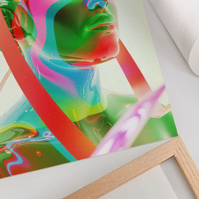 Póster con colores saturados Retrato de personaje futurista y colorido