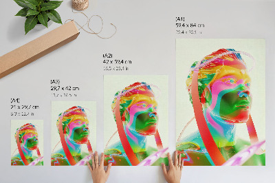 Póster con colores saturados Retrato de personaje futurista y colorido