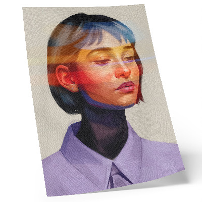 Lienzo decorativo moderno retrato minimalista con colores vibrantes