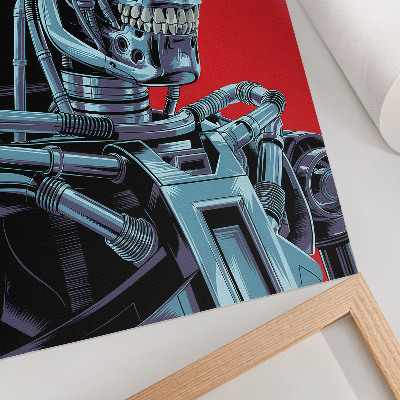 Póster Robot futurista sobre fondo rojo