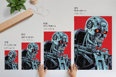 Póster Robot futurista sobre fondo rojo