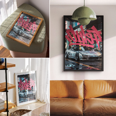 Lienzo decorativo moderno Grafitis de coches deportivos, ambiente de vida urbana moderna
