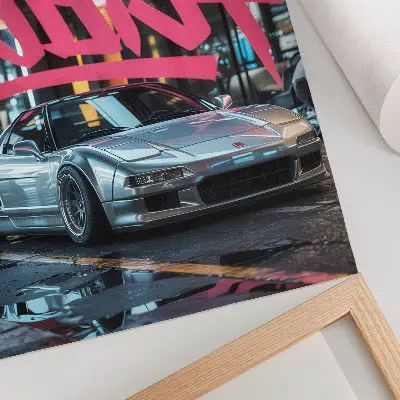 Lienzo decorativo moderno con diseño de grafitis de coches deportivos en entorno urbano