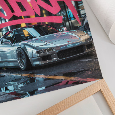Lienzo decorativo moderno Grafitis de coches deportivos, ambiente de vida urbana moderna