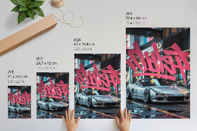 Lienzo decorativo moderno Grafitis de coches deportivos, ambiente de vida urbana moderna