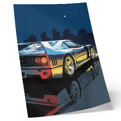 Póster con colores saturados Coche deportivo, ciudad, noche, elegancia moderna