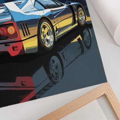 Póster con colores saturados Coche deportivo, ciudad, noche, elegancia moderna