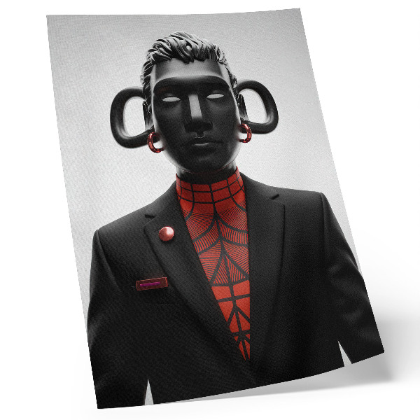 Lienzo decorativo moderno Diseño futurista con un motivo negro y rojo.