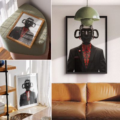 Lienzo decorativo moderno Diseño futurista con un motivo negro y rojo.