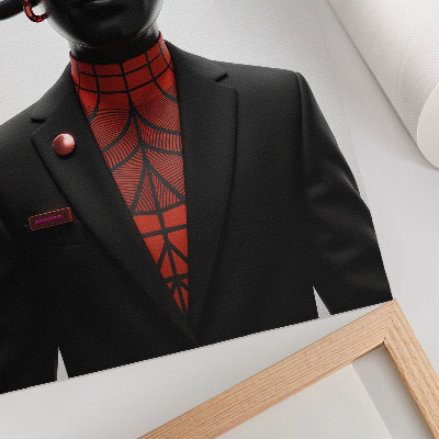 Lienzo decorativo moderno Diseño futurista con un motivo negro y rojo.