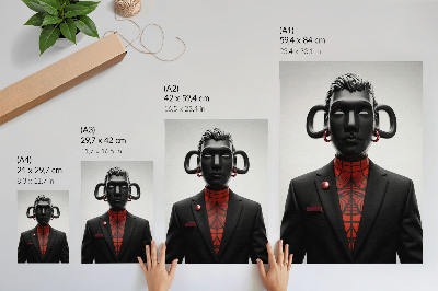 Lienzo decorativo moderno Diseño futurista con un motivo negro y rojo.