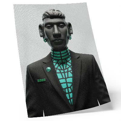 Póster Estilo futurista, contrastes expresivos, color turquesa.