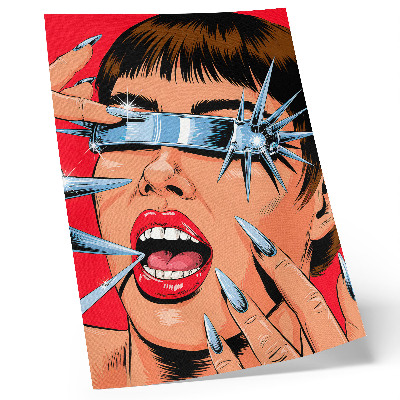 Póster con colores saturados Elementos futuristas, colores intensos, dinamismo.