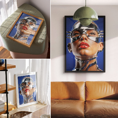 Lienzo decorativo moderno Figura futurista, colores intensos, modernidad.