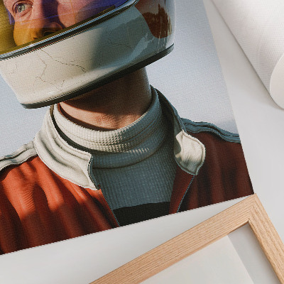 Póster Una figura con casco espacial, atmósfera futurista