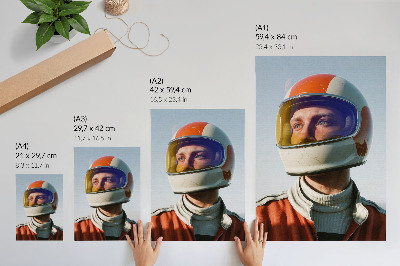 Póster Una figura con casco espacial, atmósfera futurista
