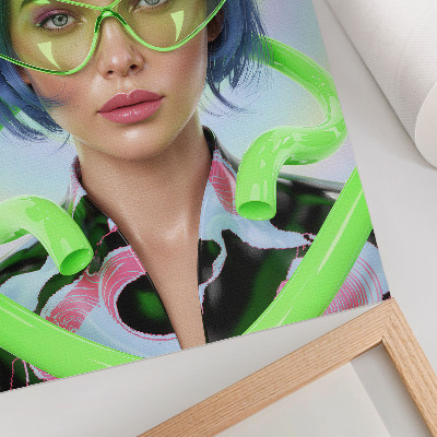 Lámina artística de alta calidad Un retrato futurista de una mujer con la energía del color.