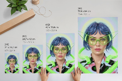 Lámina artística de alta calidad Un retrato futurista de una mujer con la energía del color.