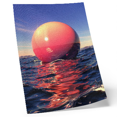 Póster con colores saturados Una enorme pelota sobre el agua en colores cálidos.
