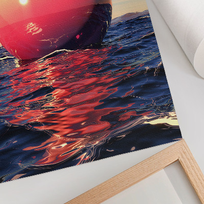Póster con colores saturados Una enorme pelota sobre el agua en colores cálidos.