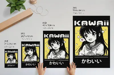 Lienzo decorativo moderno con líneas negras estilo manga y detalles amarillos