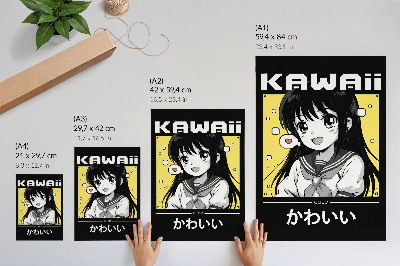Lienzo decorativo moderno Líneas negras estilo manga con detalles amarillos