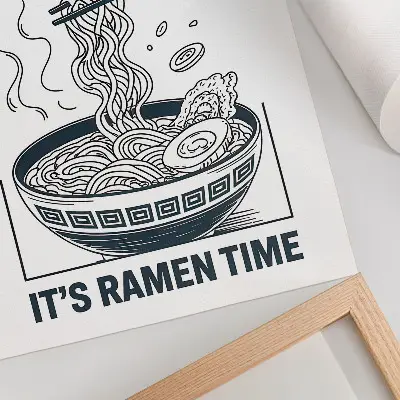 Lámina artística de alta calidad de palillos para ramen con estilo cómic