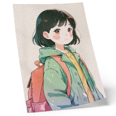 Lienzo decorativo moderno Retrato ilustrado de una niña en colores pastel.