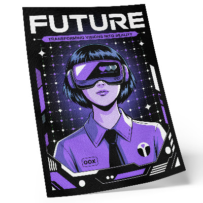 Lienzo decorativo moderno Tema dinámico morado de tecnología futura