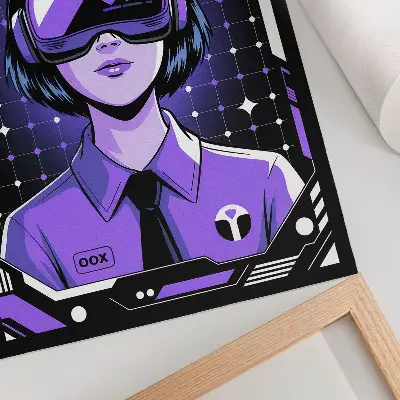 Lienzo decorativo moderno con diseño de temática tecnológica en color morado