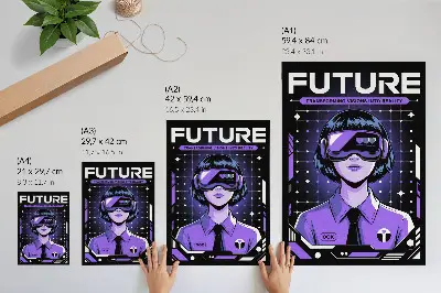 Lienzo decorativo moderno con diseño de temática tecnológica en color morado