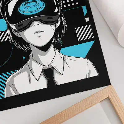 Póster de un personaje moderno con gafas de realidad virtual