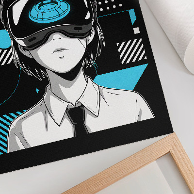Póster Un personaje moderno en gafas de realidad virtual