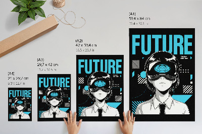 Póster Un personaje moderno en gafas de realidad virtual