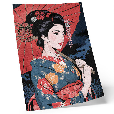 Póster con colores saturados Paraguas de mujer al estilo japonés, noche colorida