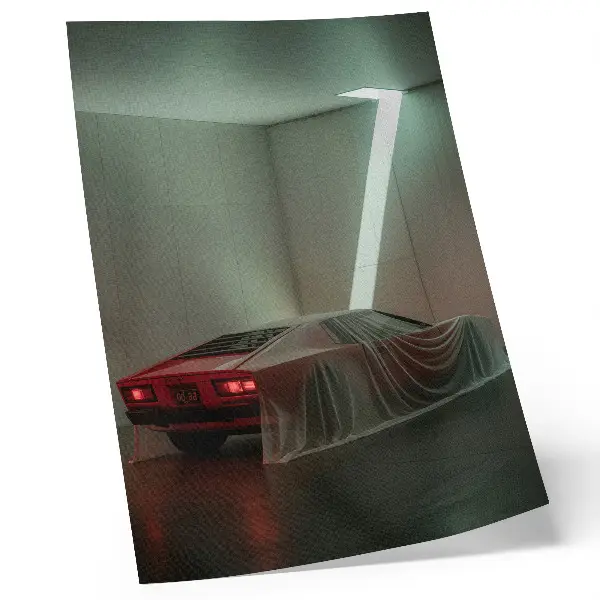 Lienzo decorativo moderno con diseño minimalista de luces de coches clásicos