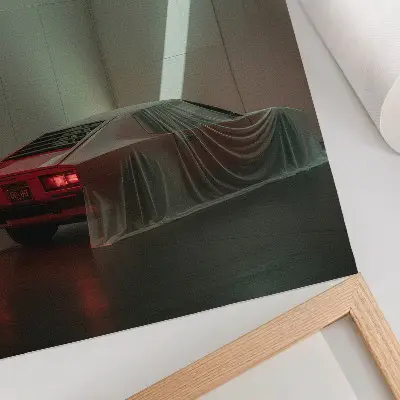 Lienzo decorativo moderno con diseño minimalista de luces de coches clásicos