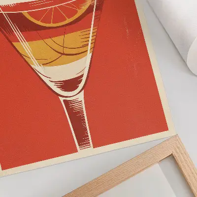Lienzo decorativo moderno con gráficos de cócteles de estilo retro, elegancia y nostalgia